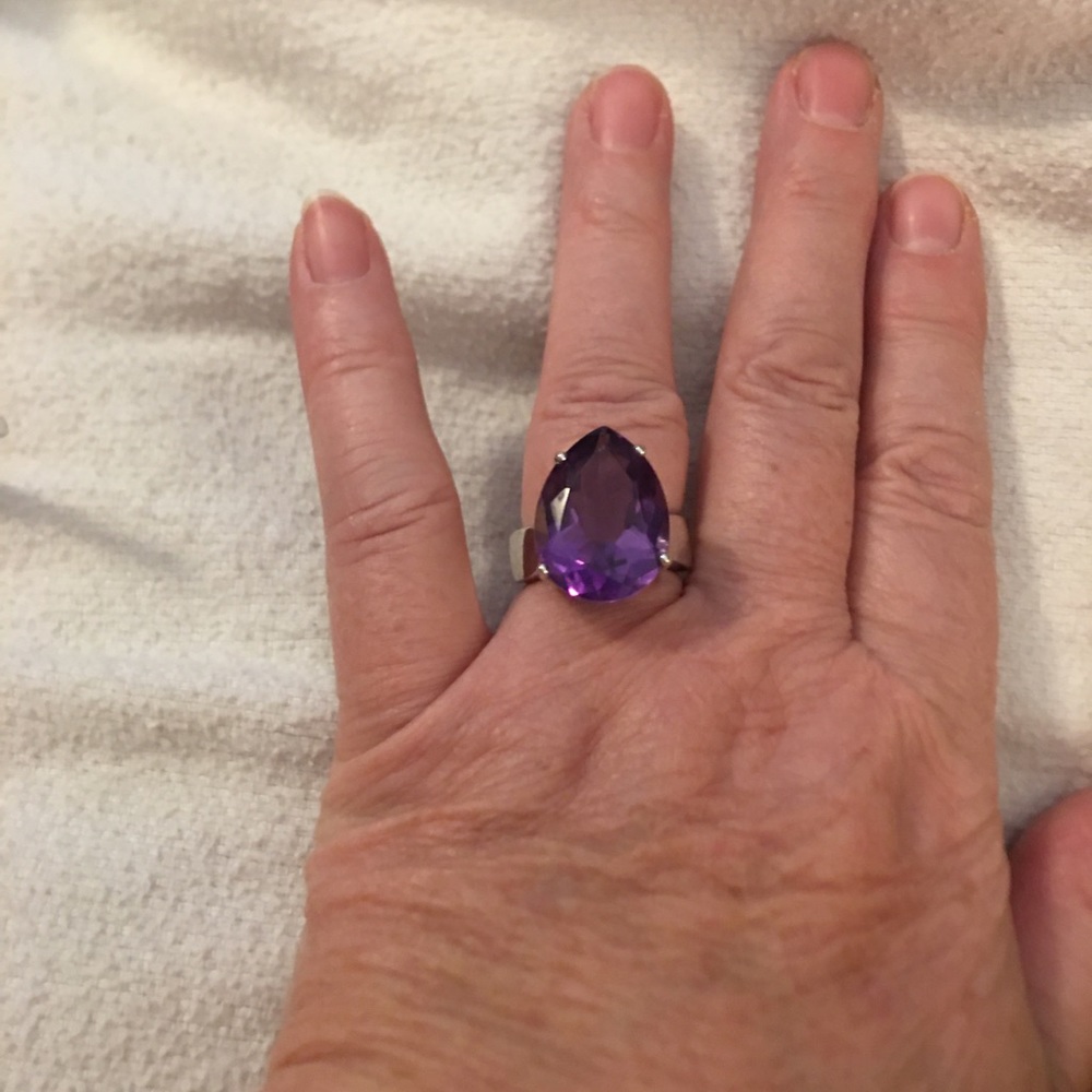 Amethyst, stamped sterling (925) silver ring